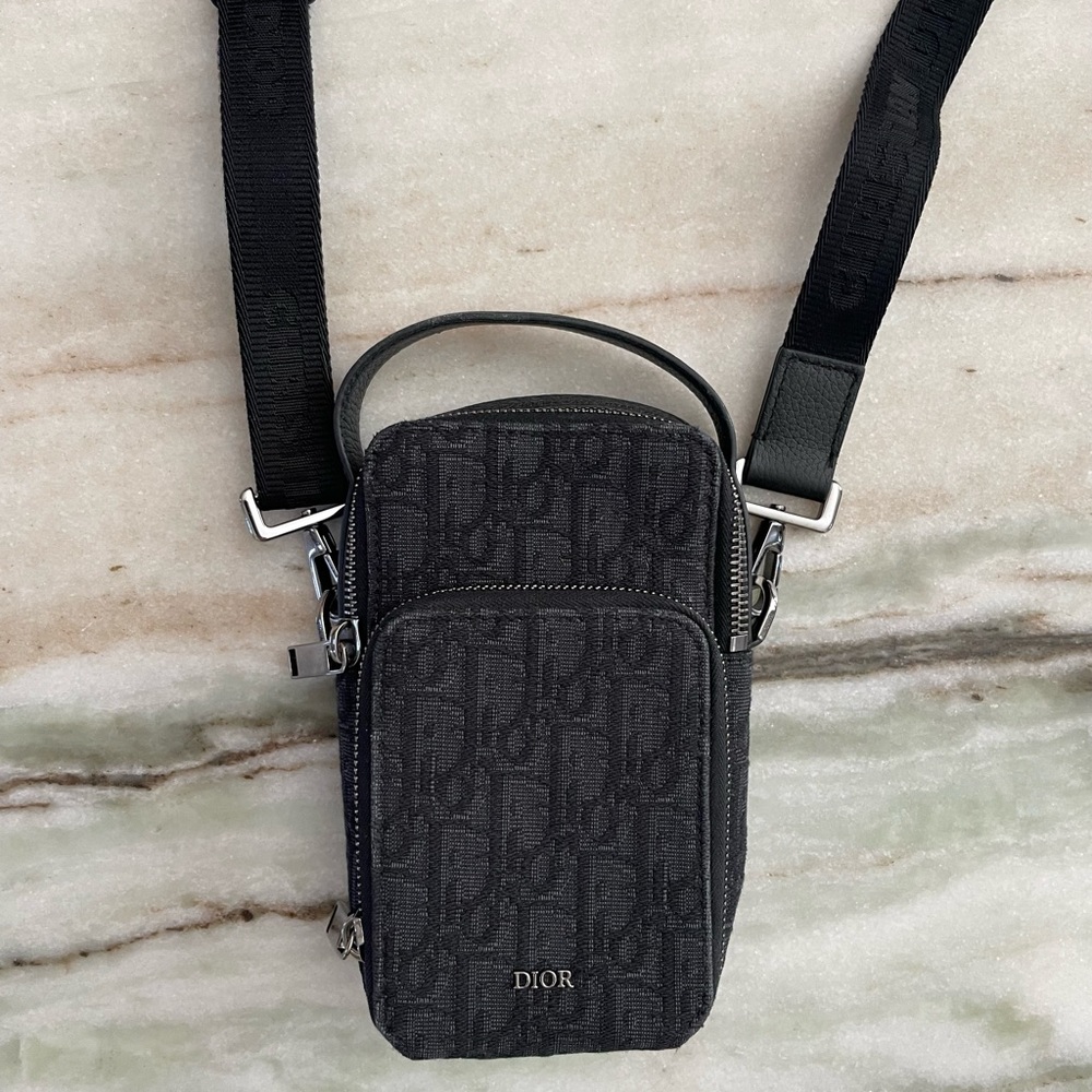 CHRISTIAN DIOR Oblique Micro Rider Pouch Black